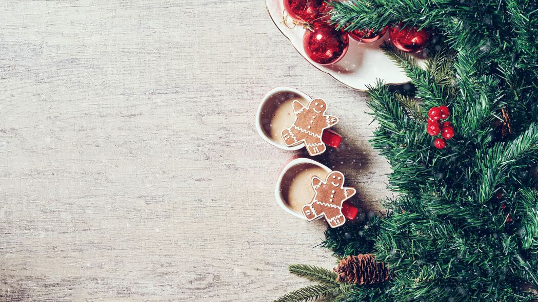 咖啡 饼干 圣诞树 锥形 装饰品 新年 圣诞 4k壁纸 3840x2160