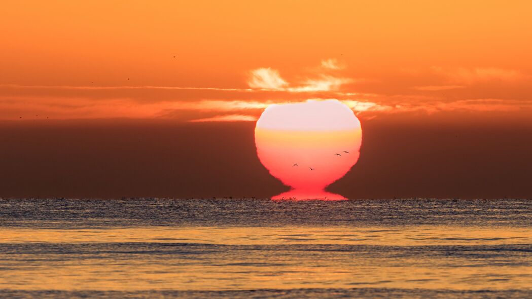 大海 地平线 日落 太阳 自然 4k壁纸 3840x2160