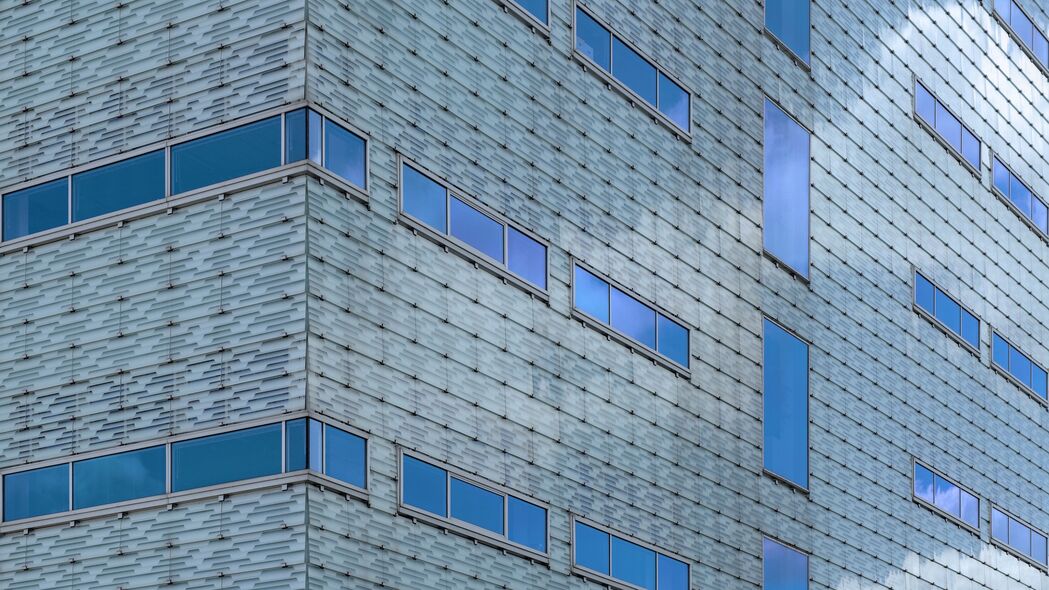 建筑 立面 窗户 蓝色 4k壁纸 3840x2160