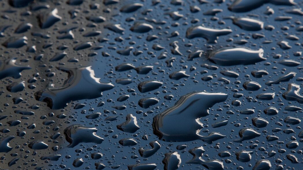 表面 水滴 水 微距 蓝色 4k壁纸 3840x2160