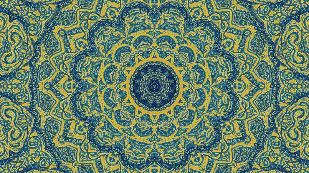 圆形 图案 图形 背景 抽象 黄色 蓝色 4k壁纸 3840x2160