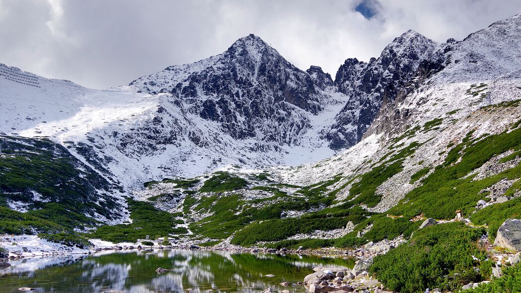 山 湖 山谷 雪 景观 自然 4k壁纸 3840x2160