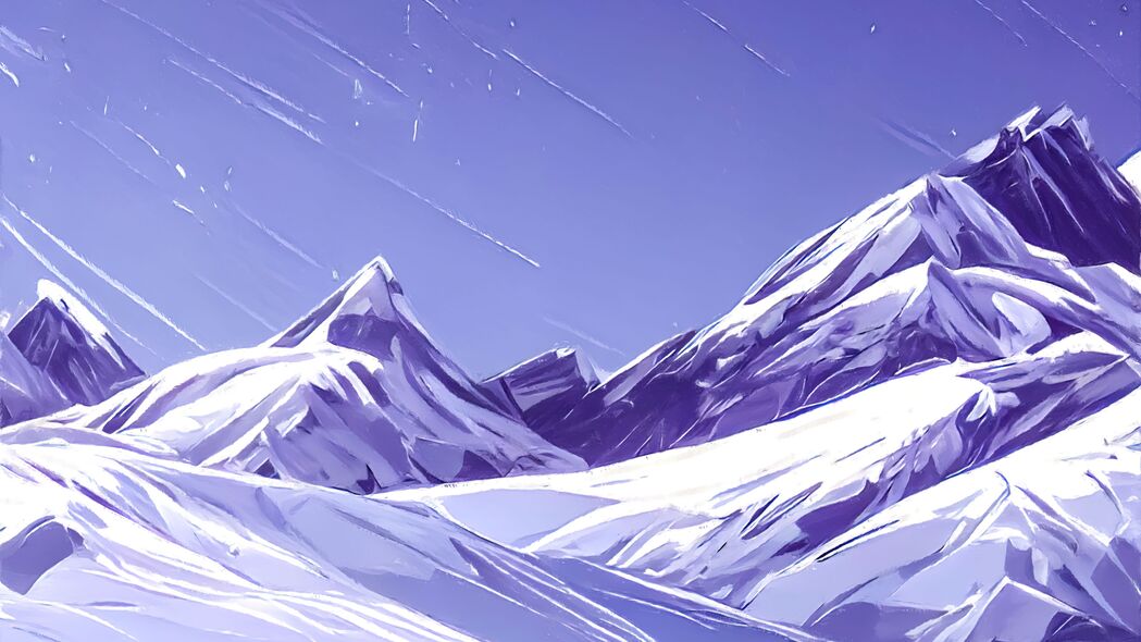 山脉 雪 树 冬天 艺术 4k壁纸 3840x2160