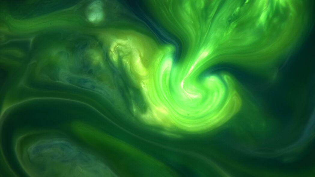 液体 油漆 抽象 发光 绿色 4k壁纸 3840x2160
