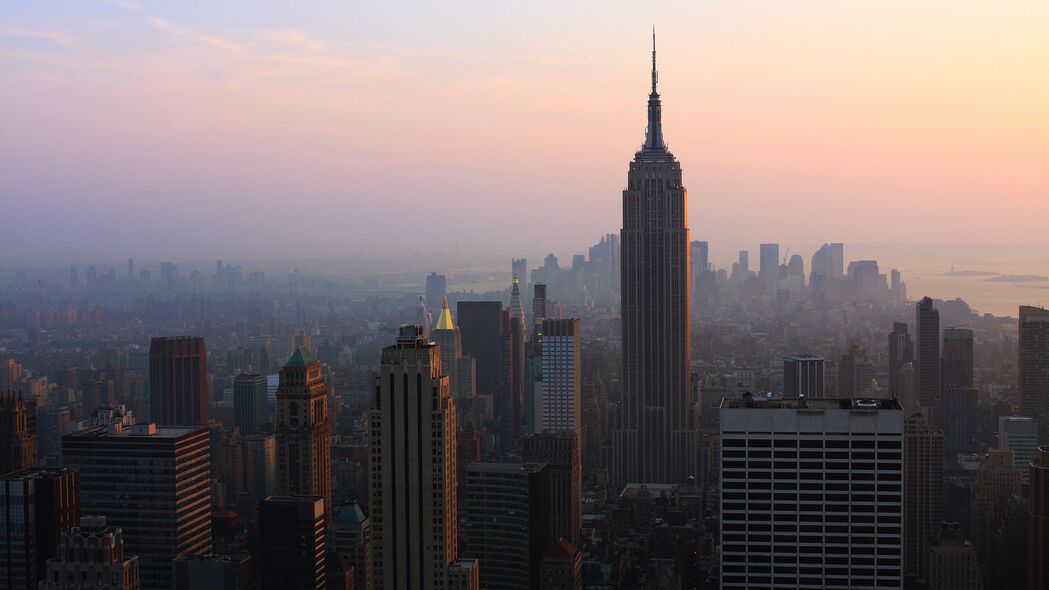 城市 大都市 建筑 摩天大楼 鸟瞰图 雾 纽约 4k壁纸 3840x2160