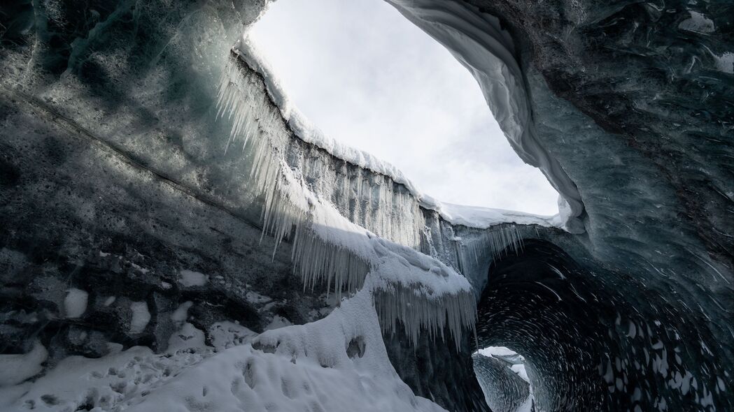 洞穴 冰 冰柱 雪 4k壁纸 3840x2160