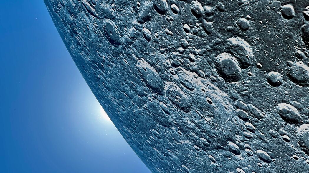 月球 表面 陨石坑 行星 蓝色 4k壁纸 3840x2160