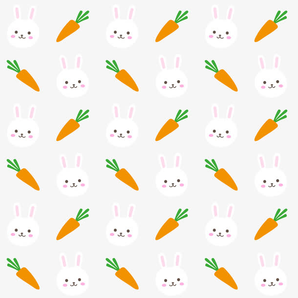 卡通兔子和萝卜平铺壁纸