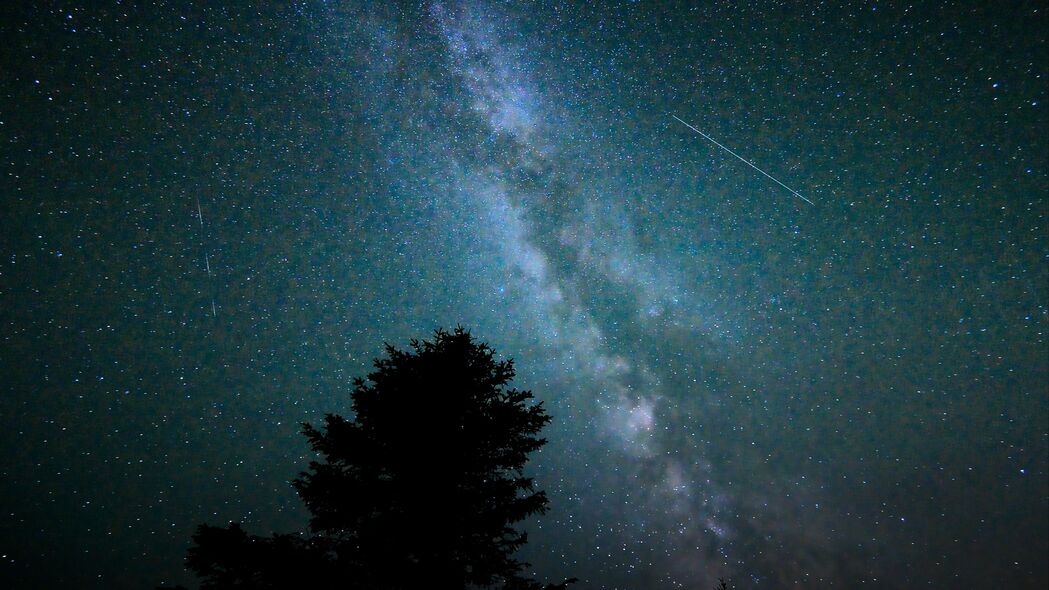 银河 天空 树 夜间 4k壁纸 3840x2160