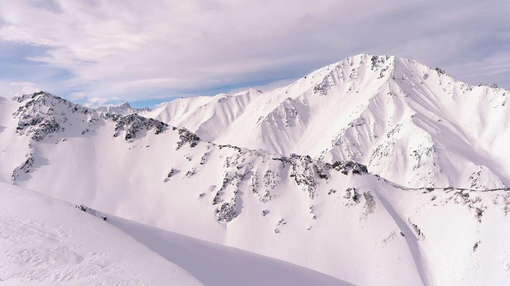 山脉 雪 斜坡 冬天 白色 4k壁纸 3840x2160