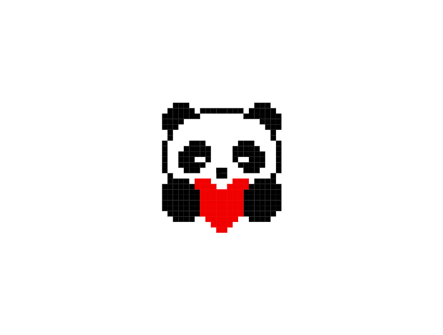 动态像素画制作，熊猫爱心表情包动态图下载