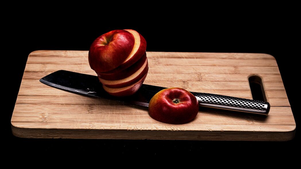 苹果 水果 切片 刀 4k壁纸 3840x2160