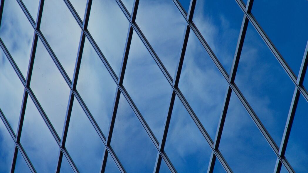 建筑 窗户 玻璃 线条 立面 蓝色 4k壁纸 3840x2160