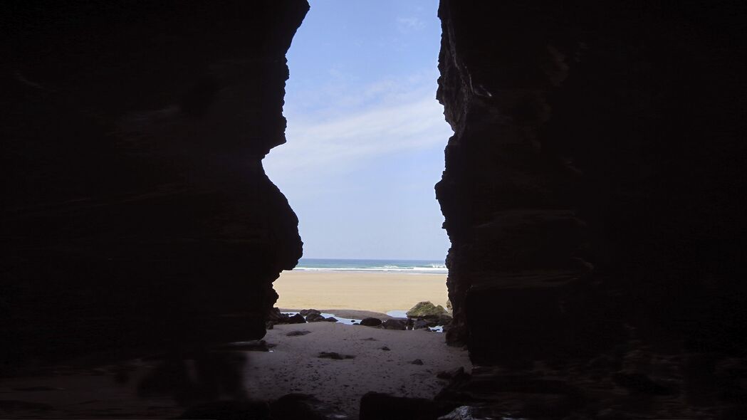 洞穴 海滩 大海 风景 自然 4k壁纸 3840x2160
