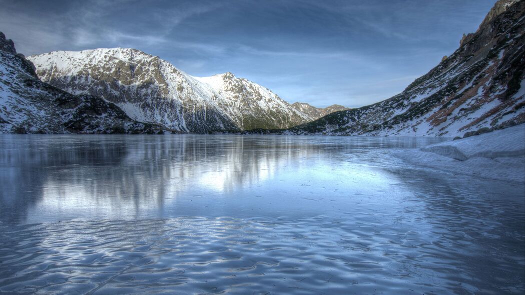 山脉 湖泊 冰 雪 自然 4k壁纸 3840x2160