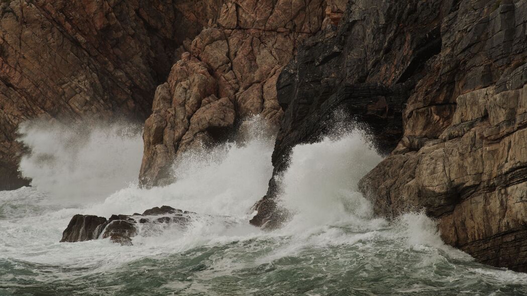 岩石 大海 海浪 飞溅 自然 4k壁纸 3840x2160