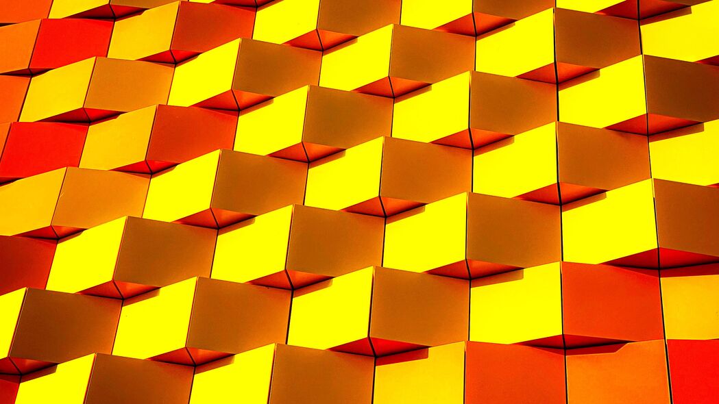 矩形 菱形 形状 体积 纹理 黄色 4k壁纸 3840x2160