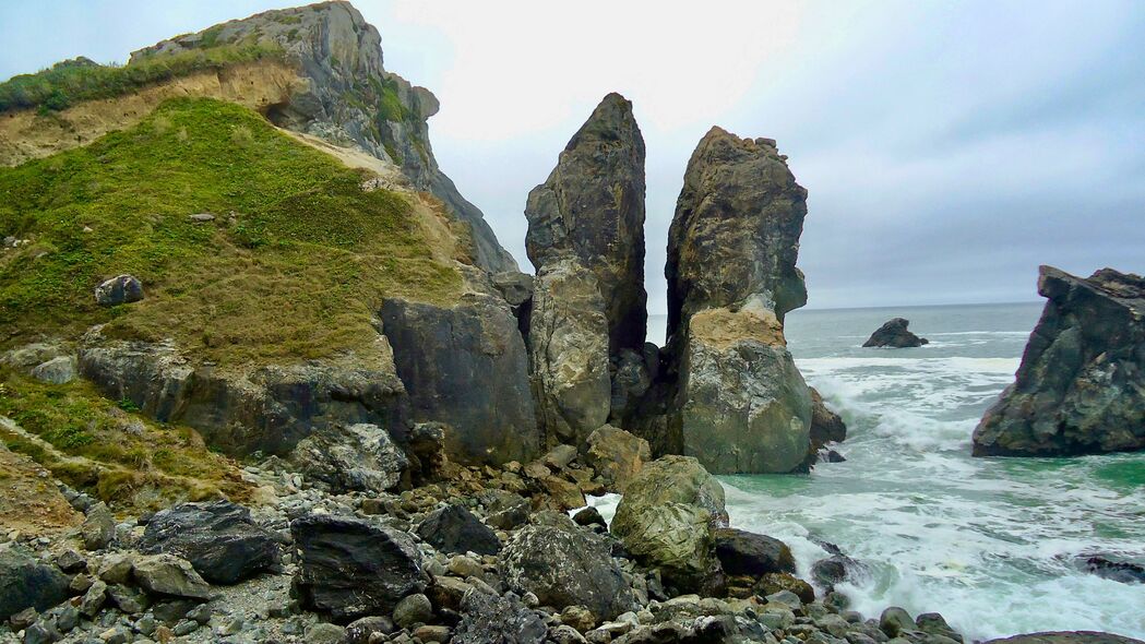 岩石 海岸 石头 大海 自然 4k壁纸 3840x2160