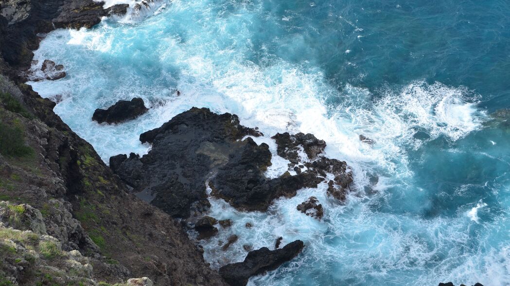 岩石 石头 大海 海浪 风景 4k壁纸 3840x2160