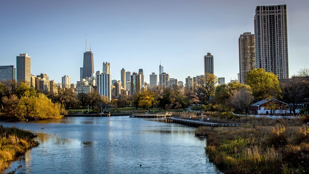 城市 河流 建筑 公园 芝加哥 4k壁纸 3840x2160