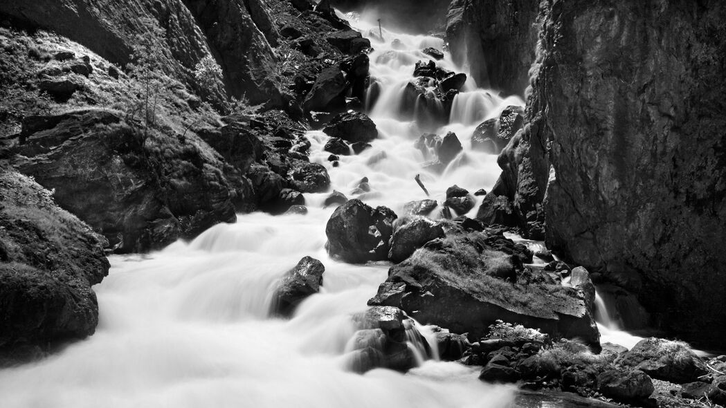 石头 河流 自然 黑白 4k壁纸 3840x2160