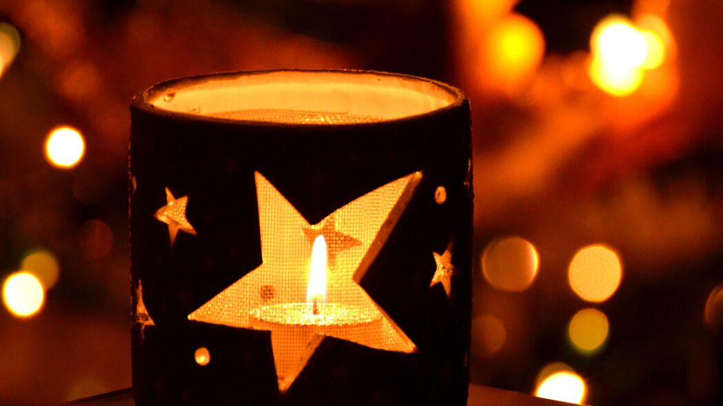 蜡烛 烛台 星星 散焦 4k壁纸 3840x2160