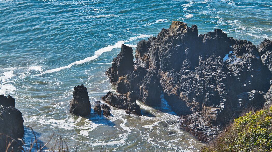 岩石 海岸 大海 海浪 自然 4k壁纸 3840x2160