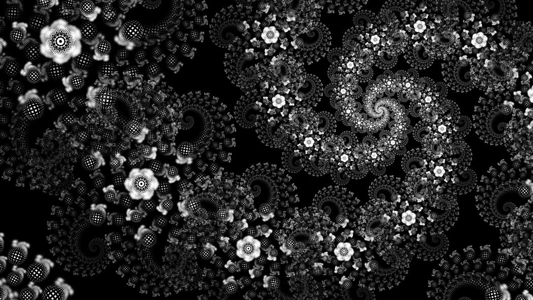 花朵 图案 螺旋 抽象 黑白 4k壁纸 3840x2160