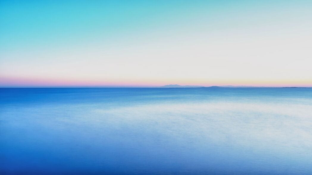 大海 地平线 视图 极简主义 蓝色 4k壁纸 3840x2160