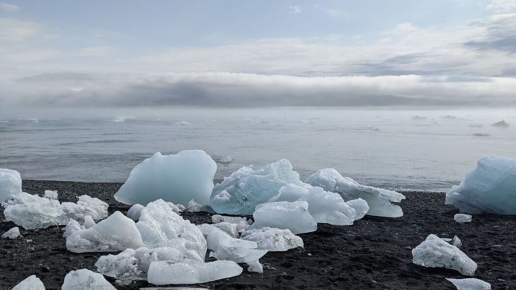 海岸 冰 海 云 自然 4k壁纸 3840x2160