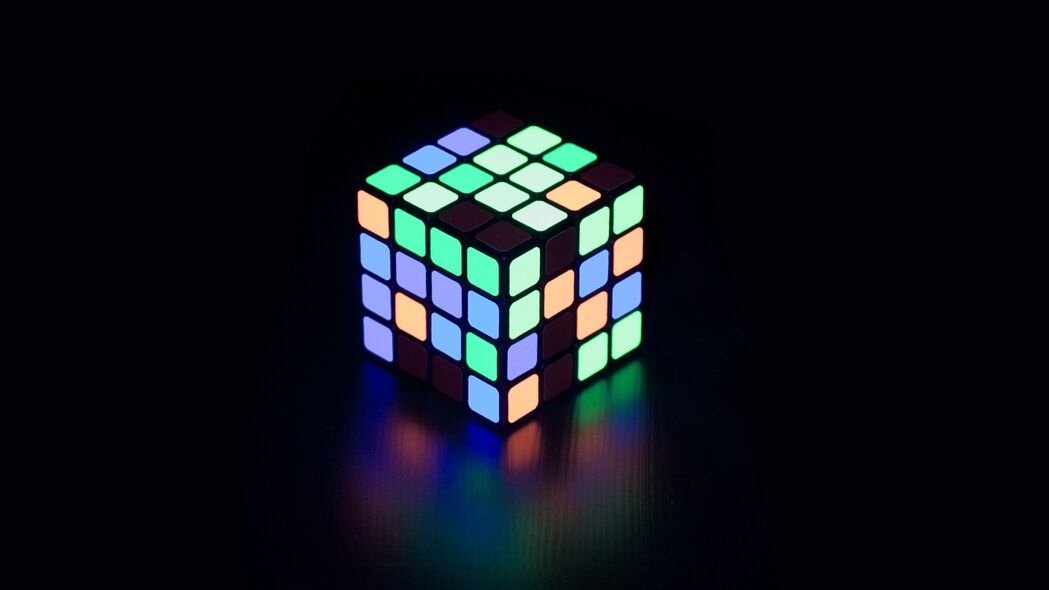 Rubiks Cube 霓虹发光彩色版，超高清4K壁纸，3840x2160分辨率，免费下载