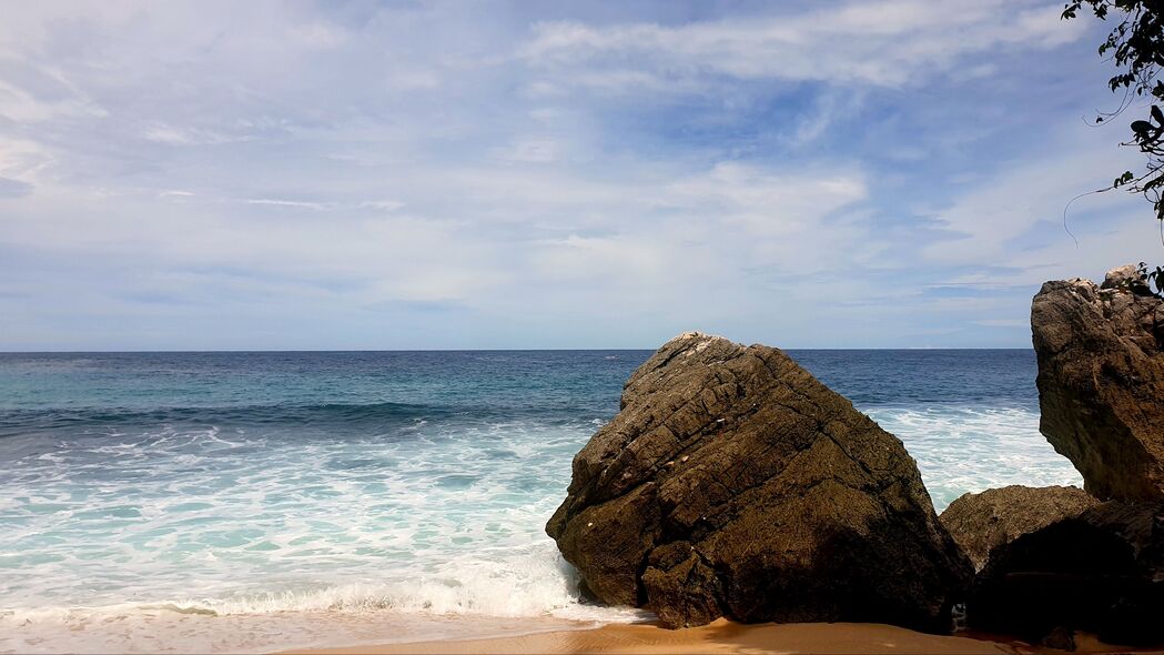 海滩 大海 岩石 风景 自然 4k壁纸 3840x2160