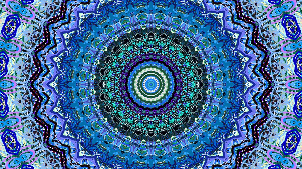 分形 圆形 抽象 蓝色 4k壁纸 3840x2160