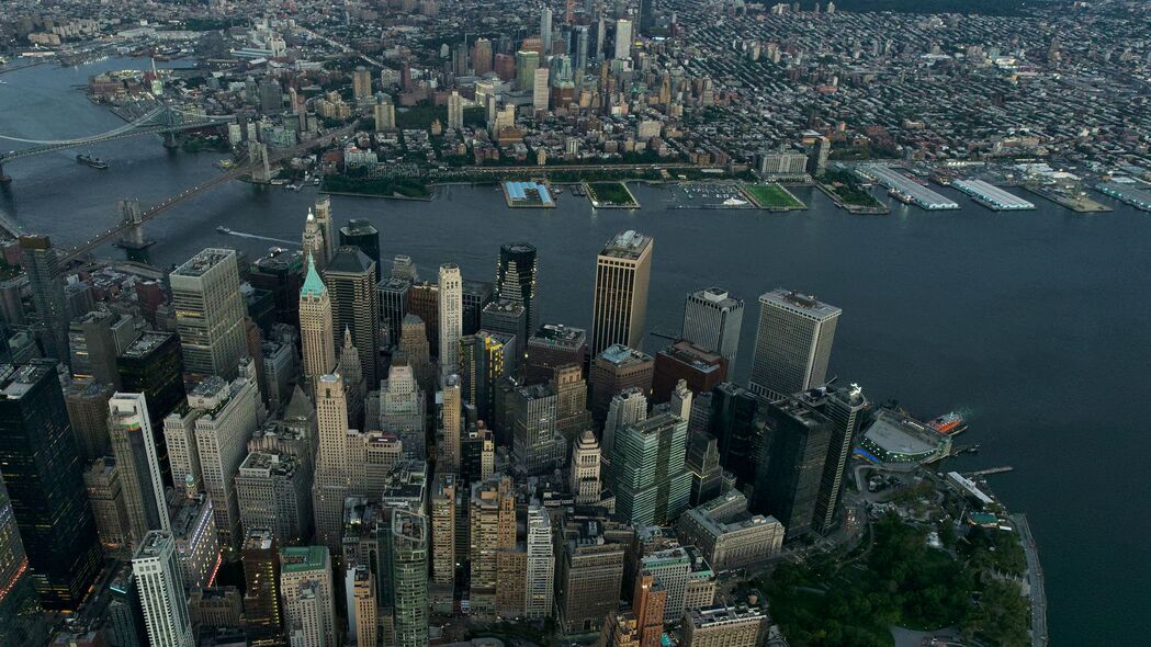 城市 大都市 建筑 水 鸟瞰图 纽约 4k壁纸 3840x2160