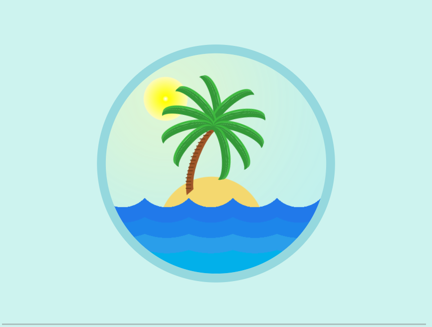 椰子树动态图片下载，海中岛屿动画效果图素材