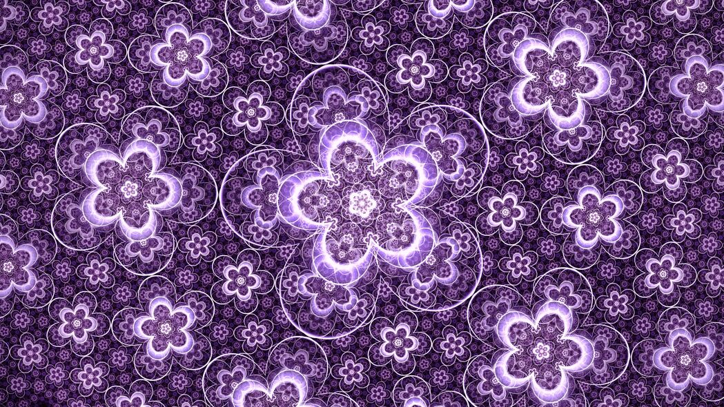 花朵 图案 发光 抽象 紫色 4k壁纸 3840x2160