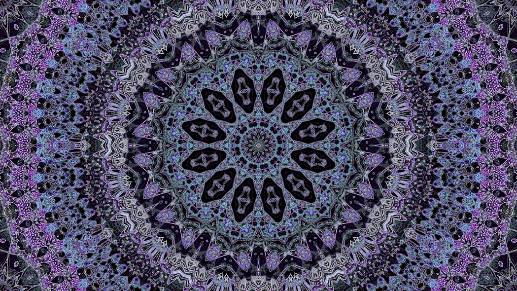 分形 图案 紫色 蓝色 抽象 4k壁纸 3840x2160