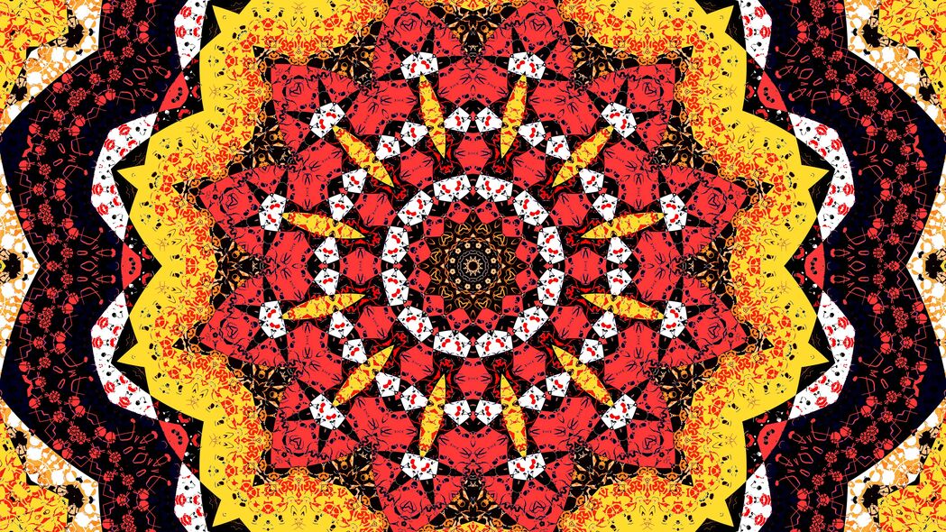 分形 图案 红色 黄色 抽象 4k壁纸 3840x2160