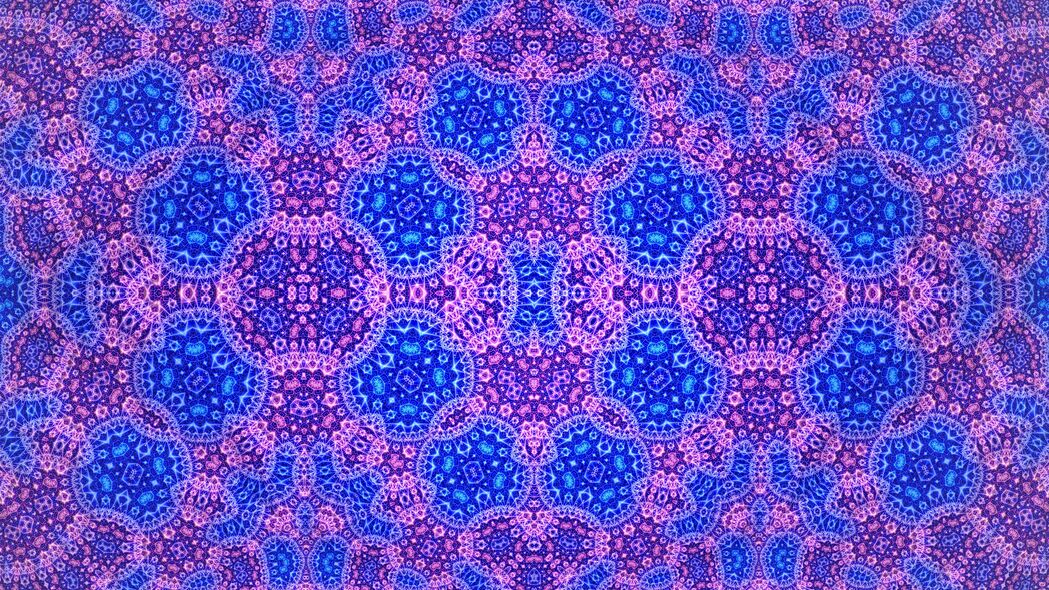 分形 图案 霓虹灯 紫色 蓝色 抽象 4k壁纸 3840x2160