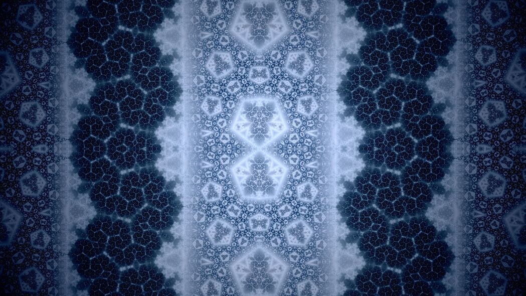 分形 形状 发光 图案 蓝色 抽象 4k壁纸 3840x2160
