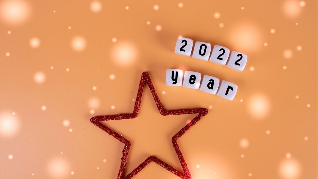  2022 新年 星星 文字 立方体 4k壁纸 3840x2160