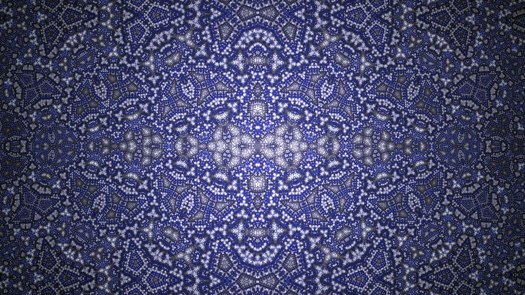 分形 图案 抽象 万花筒 蓝色 4k壁纸 3840x2160