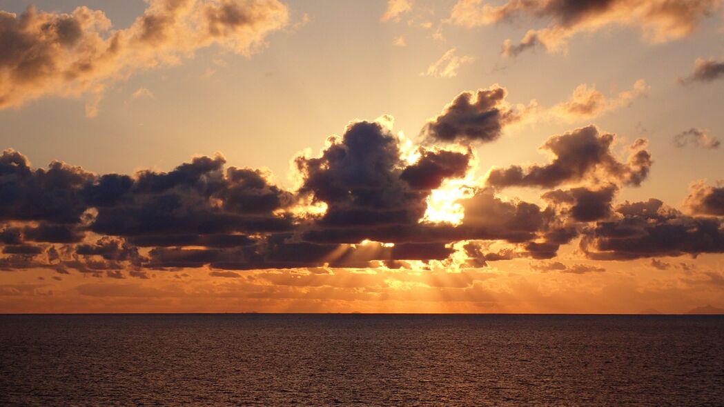 海 水 云 太阳 日落 自然 4k壁纸 3840x2160