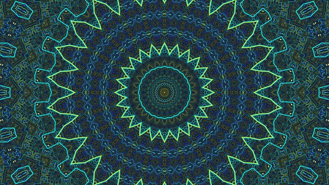 分形 图案 圆圈 抽象 绿色 4k壁纸 3840x2160