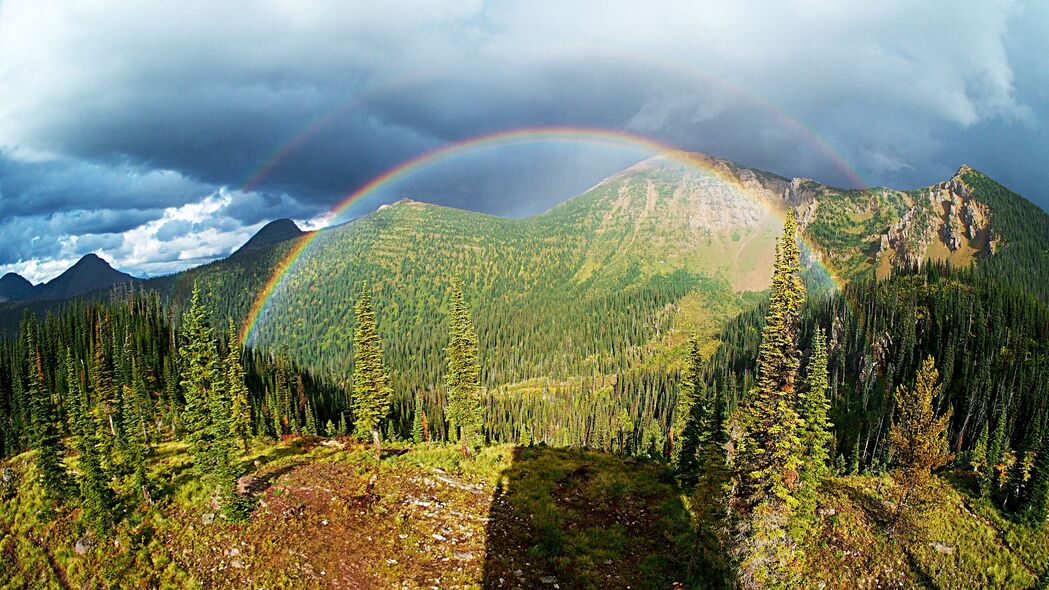 彩虹 树木 山脉 风景 自然 4k壁纸 3840x2160