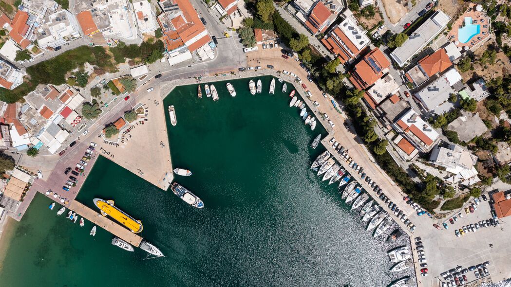 城市 建筑物 鸟瞰图 码头 船只 水上 4k壁纸 3840x2160