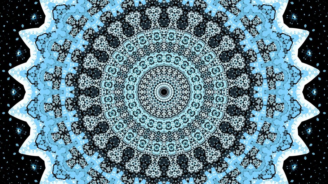 分形 圆形 图案 抽象 蓝色 黑色 4k壁纸 3840x2160