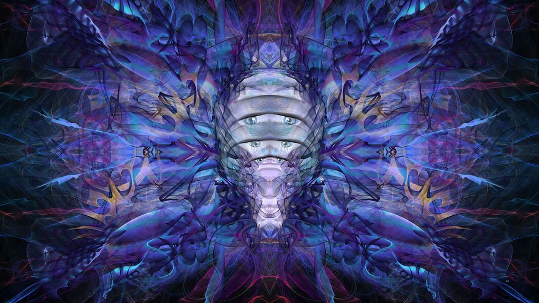 3840x2160 分形 图案 抽象 蓝色 紫色壁纸 背景