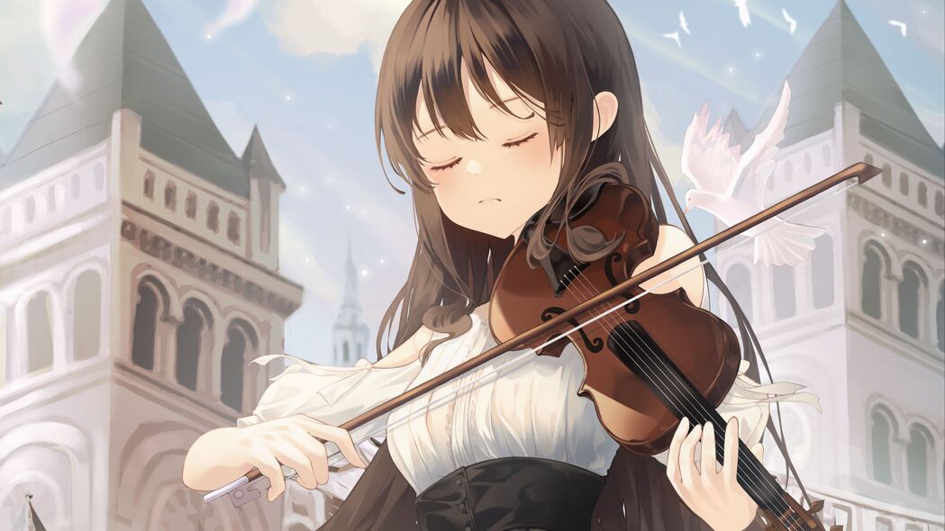 女孩 小提琴 音乐 动漫 4k壁纸 3840x2160