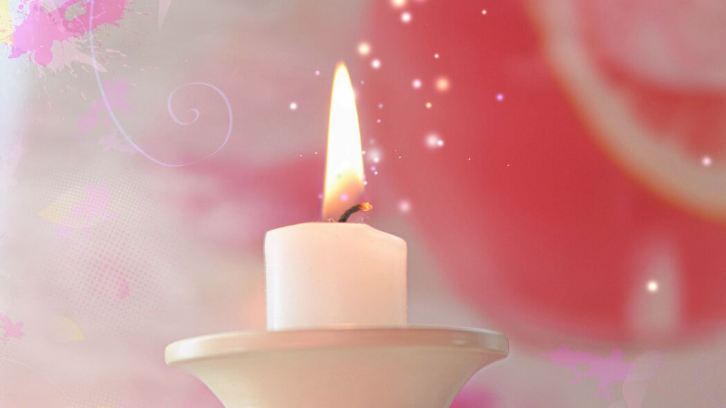 蜡烛 火 烛台 粉红色 白色 4k壁纸 3840x2160